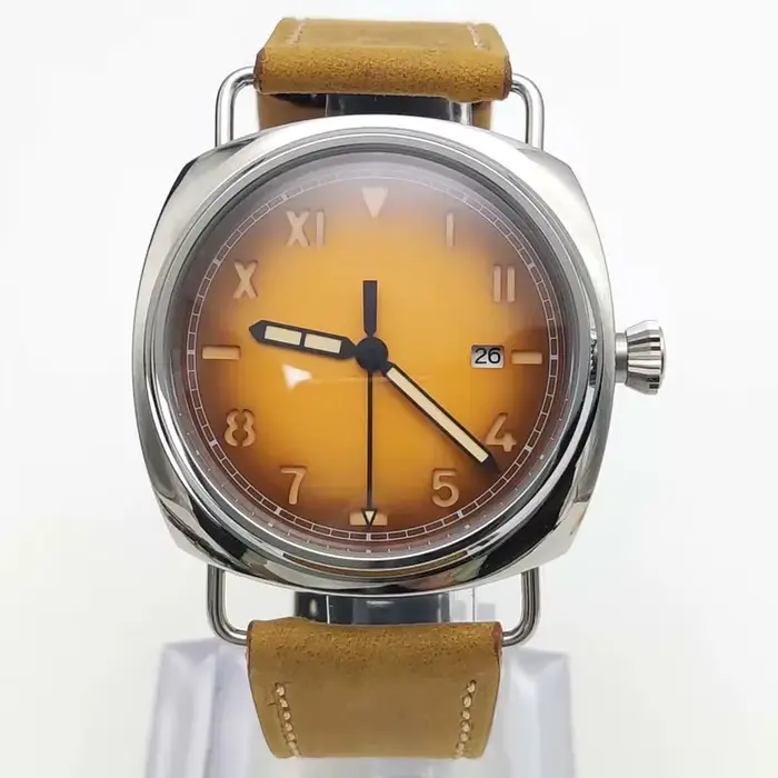 Montre mécanique vintage 45mm NH35 acier inoxydable 316L bracelet cuir lumineuse pour hommes et femmes occasions spéciales
