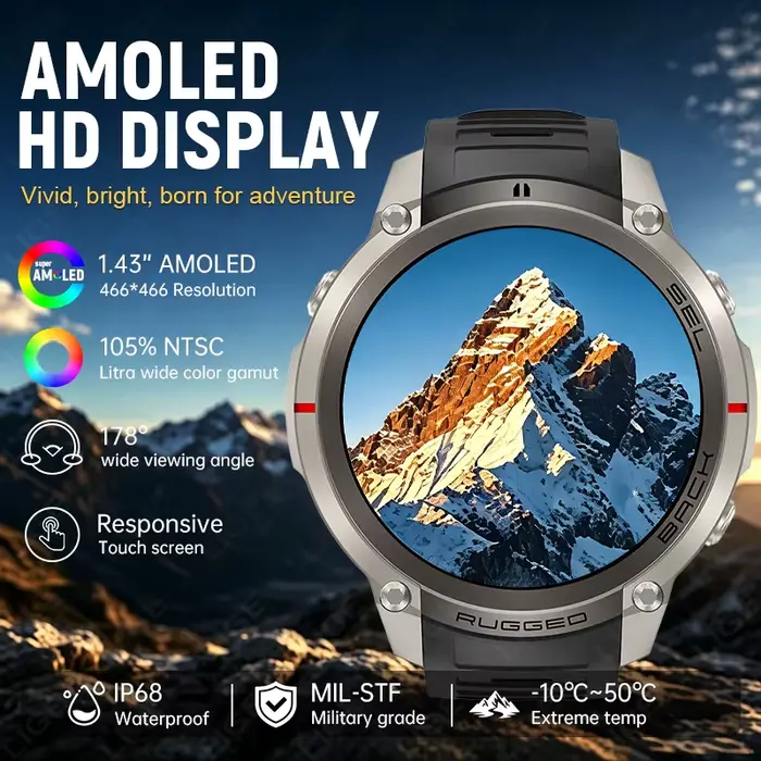 Montre connectée GPS professionnelle étanche pour hommes avec suivi de fitness et navigation hors ligne occasions extérieures探险活动
