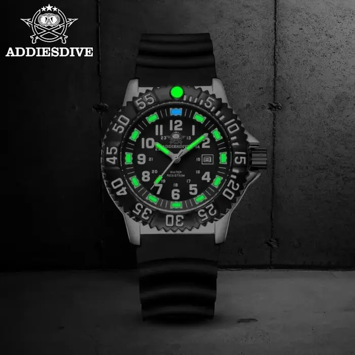 Addies Dive-Montre à quartz décontractée pour homme, affichage du calendrier, étanche 50m, tube, cad