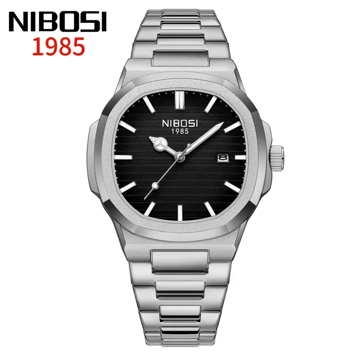 NIBOSI luxe hommes montres étanche lumineux Date montres sport carré hommes montre décontracté homme