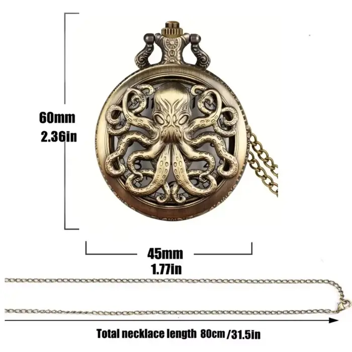 Montre de poche en bronze octopus style antique chronographe cadeau pour hommes et garçons occassions spéciales
