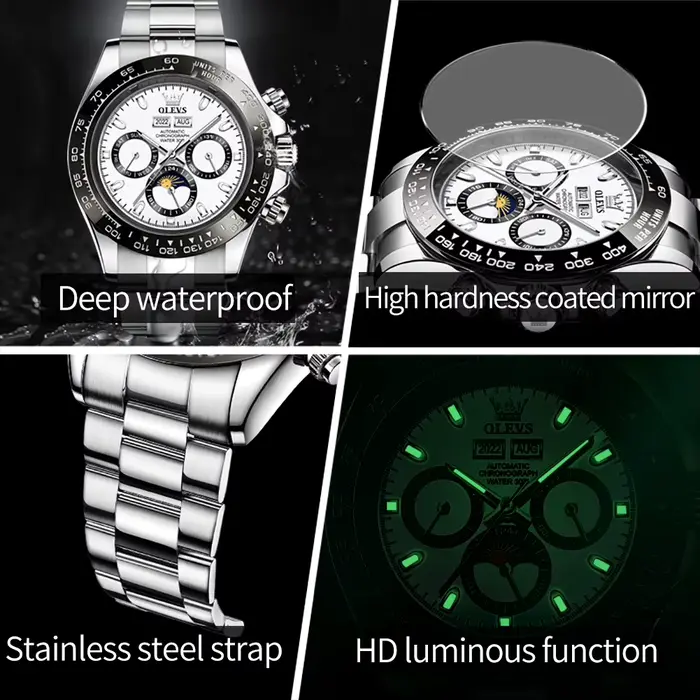 Montre-bracelet de sport mécanique étanche pour homme