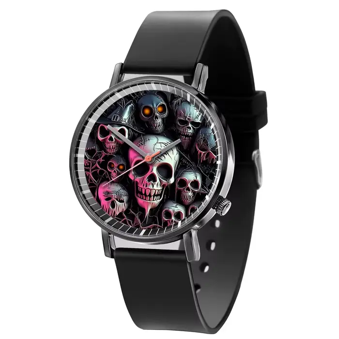 Hot Halloween Simple crâne conception hommes et femmes montres à Quartz décontracté noir Silicone ho