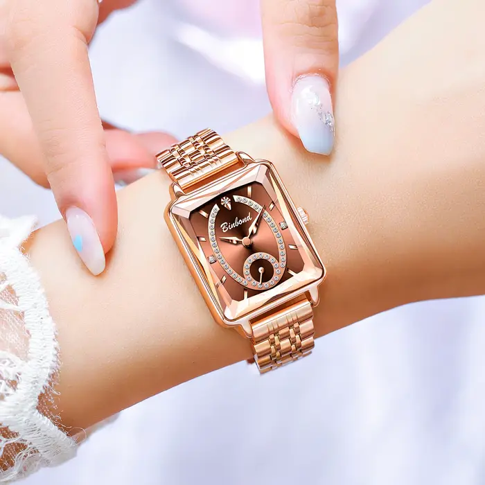 Montres à quartz rectangulaires de luxe BINBOND pour femmes