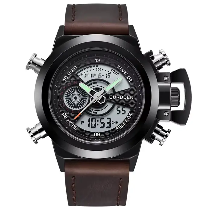Reloj Hombre véritable CURDDEN marque hommes montre étudiants bracelet en cuir décontracté sport num