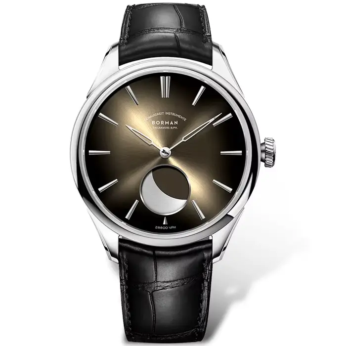 BORMAN 41.5mm 5ATM montres mécaniques étanches Phase de lune luxe concepteur hommes robe montre-bracelet automatique