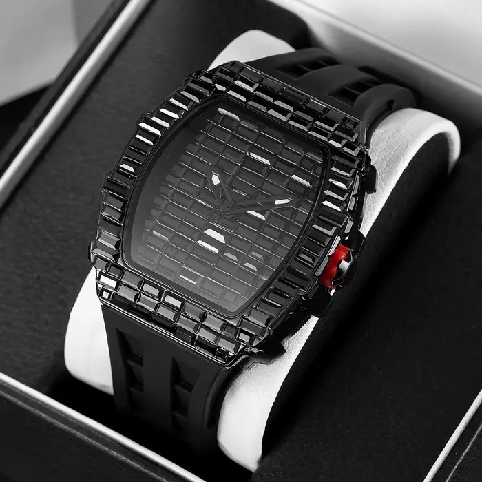 Montre-Bracelet Rectangulaire Noire pour Homme