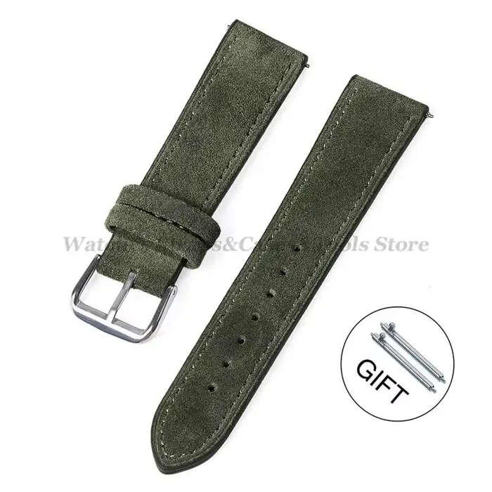 Bracelet de montre en cuir suédé véritable, couture faite à la main, bracelet vintage, SeATM pour Hu