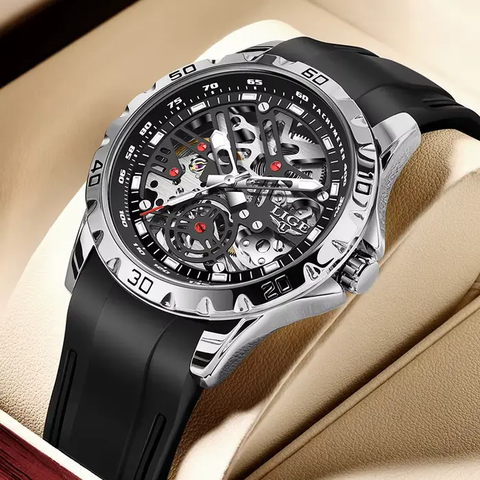 Montre mécanique LIGE pour homme, marque de luxe haut de gamme, mouvement automatique à tourbillon a