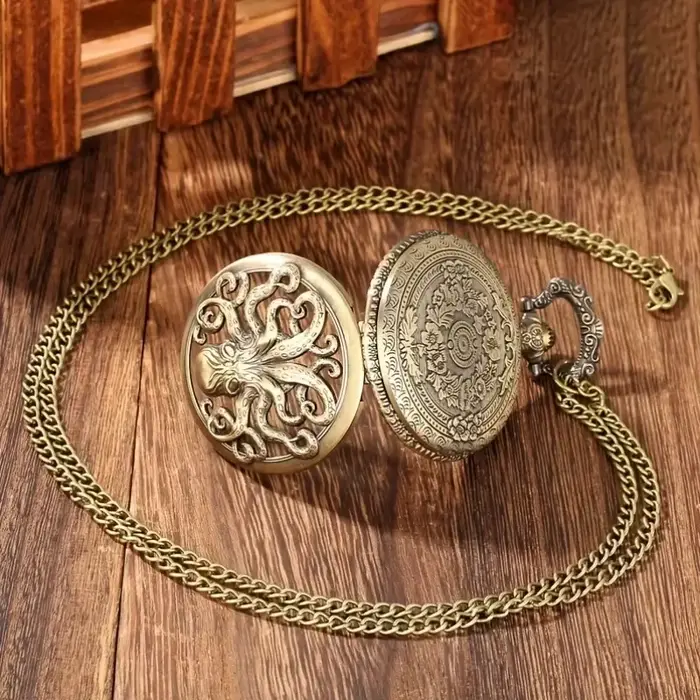 Montre de poche en bronze octopus style antique chronographe cadeau pour hommes et garçons occassions spéciales