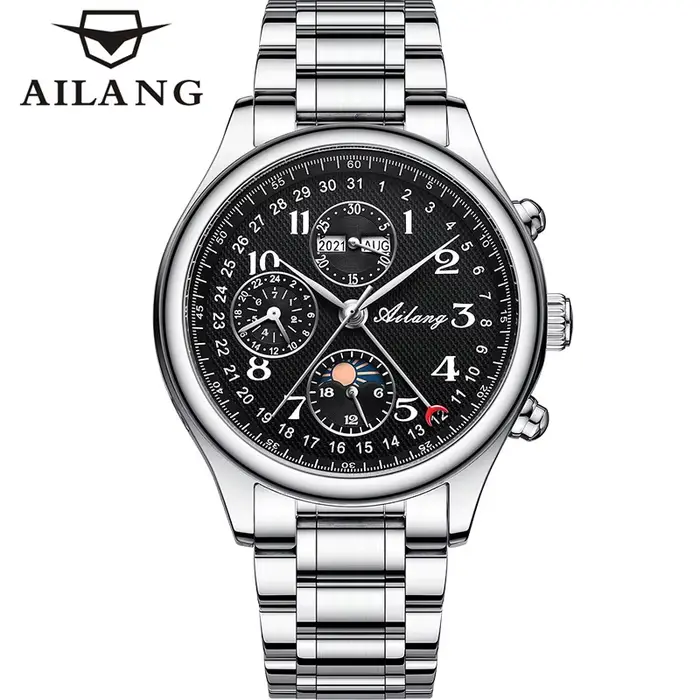 AILANG Top marque de luxe montre mécanique pour hommes calendrier de Phase de lune