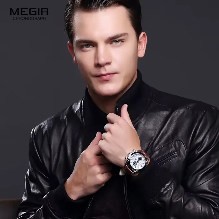 Megir – montre en cuir pour hommes