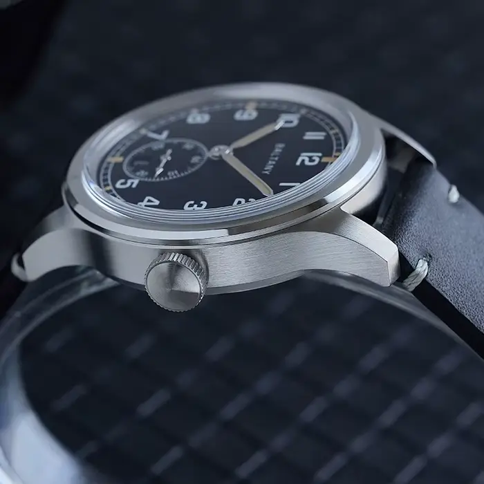 Baltany rétro WW2 montre-bracelet militaire S2081 cadran marron progressif 100ATM ST1731 mouvement 39MM sale douzaine hommage champ montre hommes
