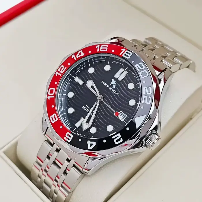 Montre de plongée de luxe LUOLINGONGJUE pour homme avec design squelette et bracelet en acier inoxydable pour affaires et loisirs occasions spéciales