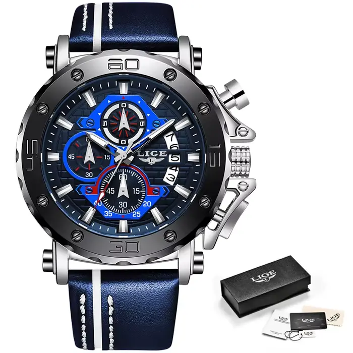 Montre LIGE 2025 Quartz Hommes Luxe Design Grand Cadran Élégant Occasions Spéciales