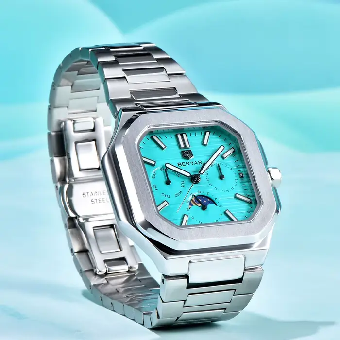 BENYAR 5221 montre pour hommes 37mm montre-bracelet à Quartz haut de gamme en acier inoxydable montres étanches