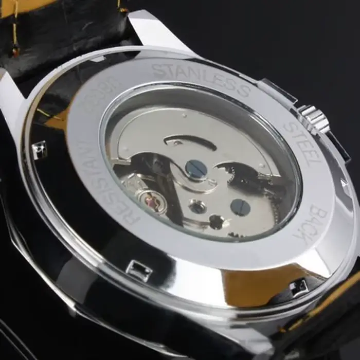 Montres mécaniques automatiques pour hommes avec bracelet en cuir
