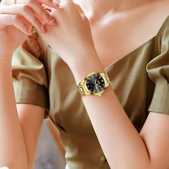 LIGE 2023 nouvelle montre en or femmes montres dames créatif en acier