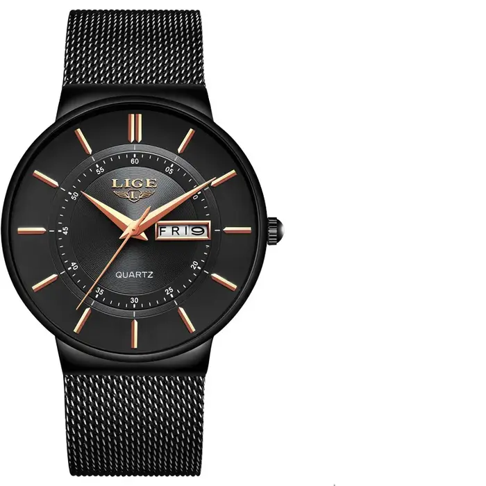 Montre Homme LIGE 2026 – Montre-Bracelet à Quartz Simple et Tendance pour Affaires