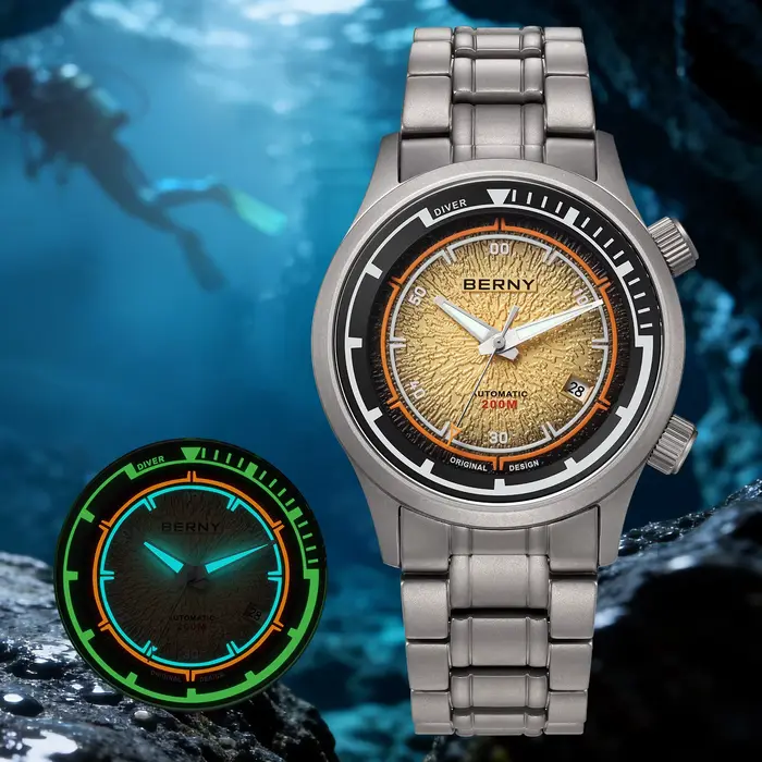 BERNY – montre de plongée en titane pour hommes