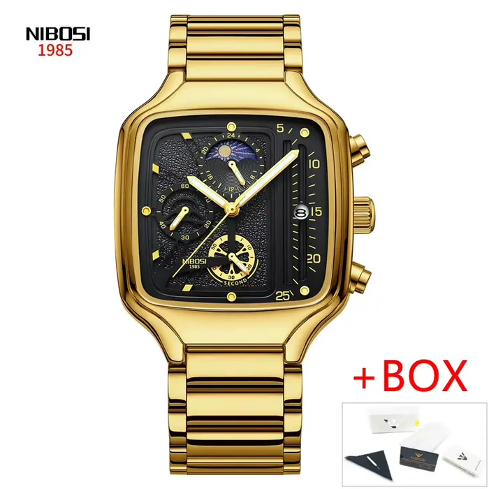 NIBOSI 2025 hommes montres haut de gamme de luxe chronographe montre à Quartz pour hommes étanche Da