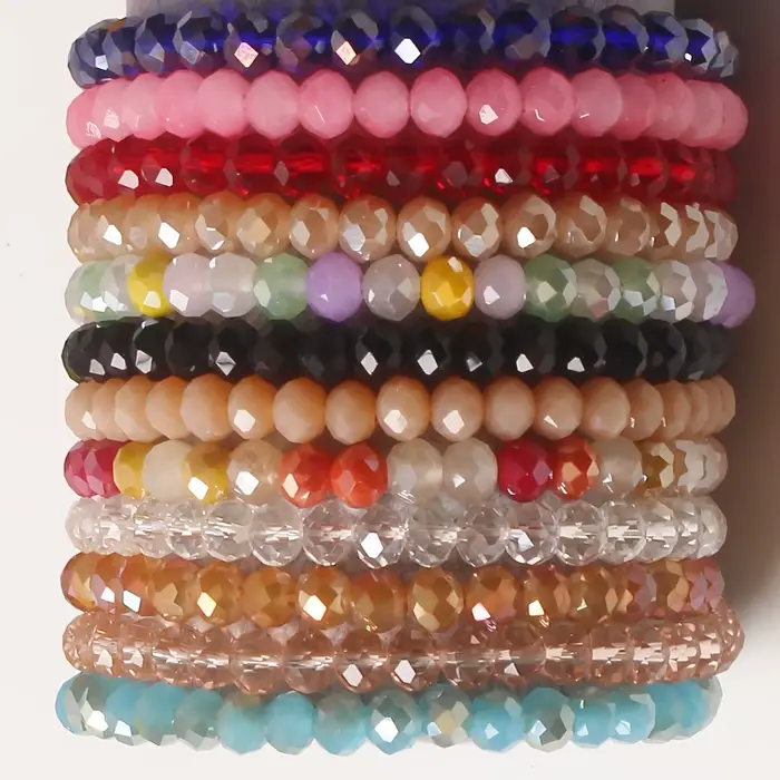 Mode femme Bracelet bijoux coloré cristal perlé élasticité Bracelets cadeaux en gros