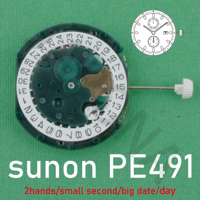 Mouvement PE491 mouvement SUNON PE49 mouvement de montre 2 aiguilles et petite seconde pour la grand