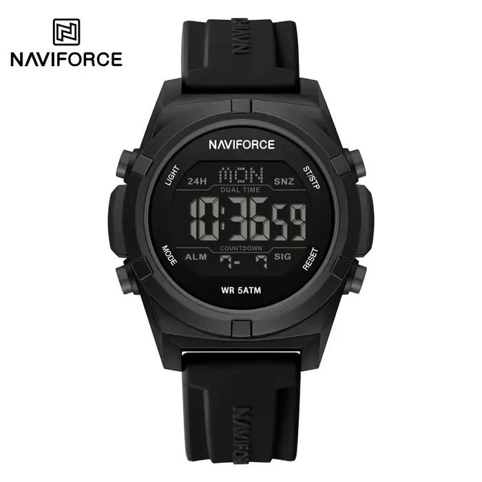 Montre NAVIFORCE 2026 pour Homme, Alarme, Chronomètre, Étanche 5ATM, Double Affichage LCD, Montre-Br