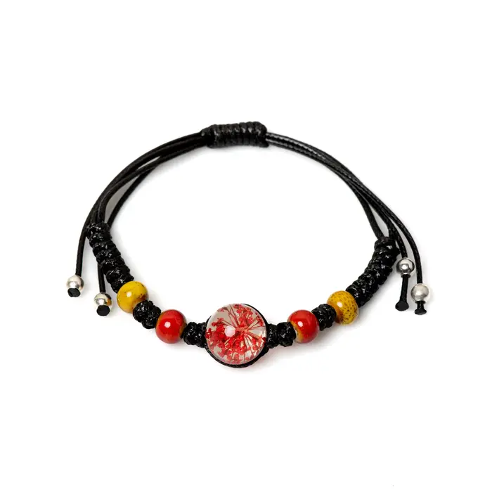 Bracelet perlé en céramique rouge pour hommes et femmes