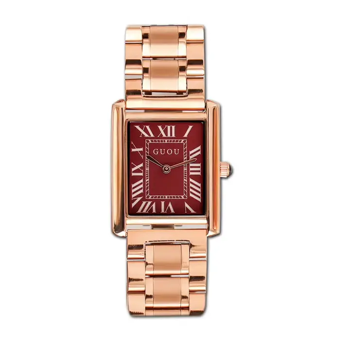 Guou-Montre-bracelet de luxe en maille d'acier pour femme, montres pour femme, horloge simple, montre à quartz pour femme, marque supérieure, mode