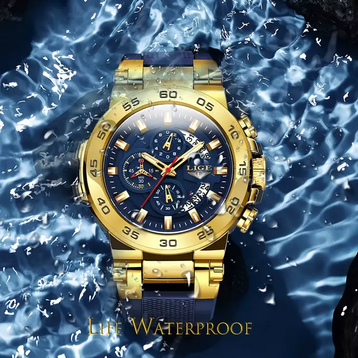 Montre-bracelet LIGE à quartz avec chronographe et résistance à l'eau pour hommes, occasionnels, sportifs, élégants et multifonctionnels