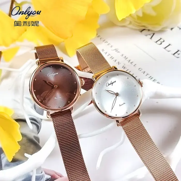 Montre à quartz à double aiguille en cristal fantôme pour femme ONLYOU