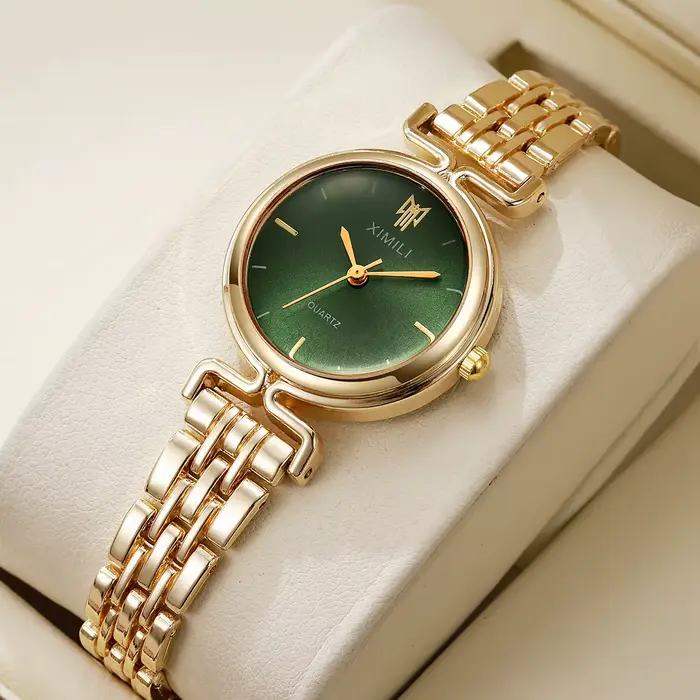 Montre élégante pour femme avec bracelet en acier inoxydable, quartz, design simple et résistant aux chocs pour toutes les occasions