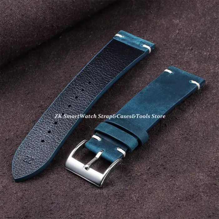 Bracelet de montre Vintage en cuir de cire d'huile pour Omega pour Seiko 18mm 20mm 21mm 22mm