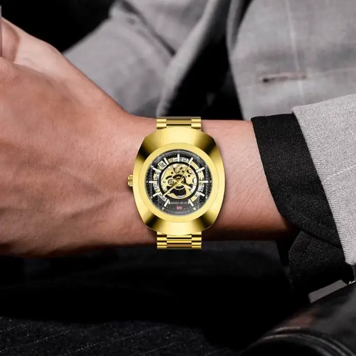 Montre VA VA VOOM 2514 en acier inoxydable avec calendrier complet et résistance à l'eau pour hommes occasions spéciales