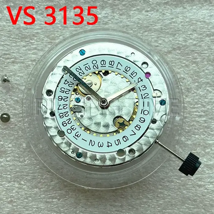 Dandong VS - 3135 : Le mouvement mécanique automatique de haute précision avec ressort bleu 3H Date blanche Mod Mechanisme de remplacement