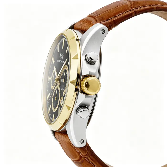 Montre à quartz de luxe pour homme – Chronographe étanche avec bracelet en cuir véritable