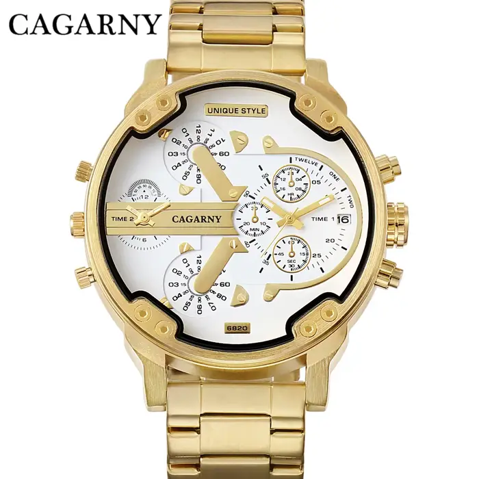 Montre classique hommes Top marque de luxe bracelet en acier doré grand cadran montres à Quartz homme mâle horloge Relogio Masculino livraison directe