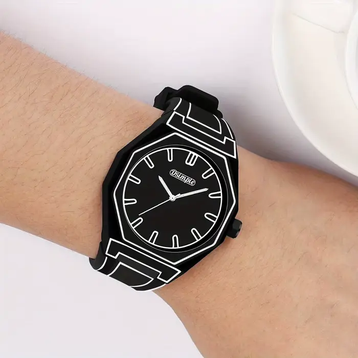 Montre-bracelet à quartz de style Preppy - Cadran rond