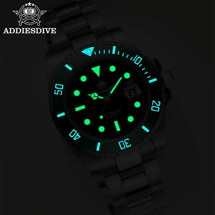 ADDIESDIVE montre automatique pour hommes 200m résistant à l'eau lumineux