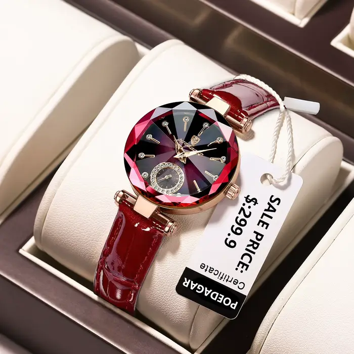POEDAGAR femmes montres mode diamant cadran en cuir montre à Quartz haut de gamme de luxe étanche dames montre-bracelet petite amie cadeau