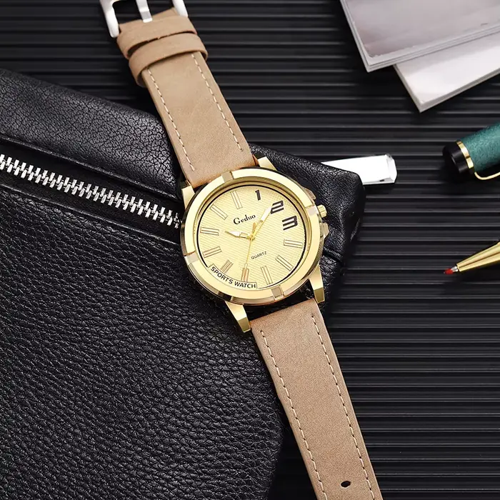 Grand cadran nouveauté mode décontracté hommes montre à Quartz 2025 haute qualité bracelet en cuir h