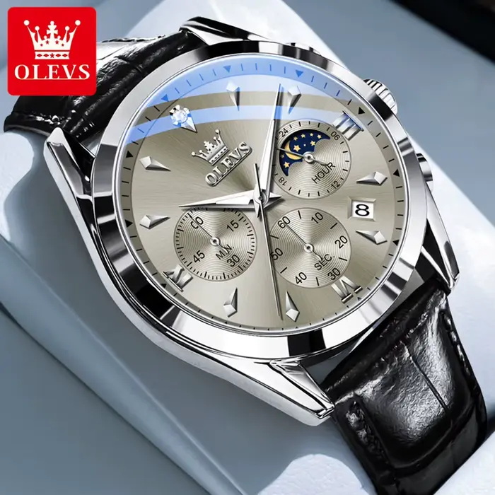 Montre de Luxe avec Bracelet en Cuir pour Homme
