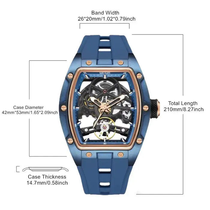 MEGIR marque de luxe montre de Sport pour hommes montres mécaniques en Silicone creux mouvement entièrement automatique montre-bracelet lumineuse horloge 2242