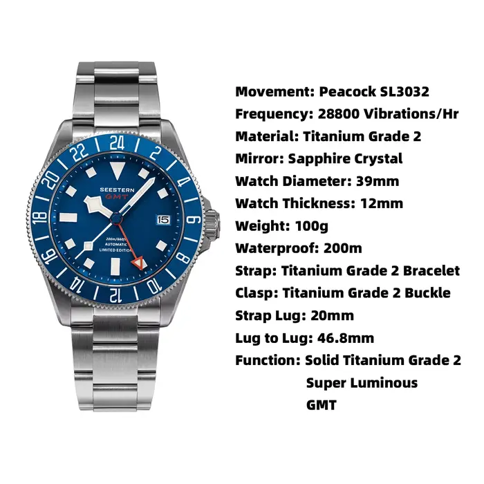 Montre de plongée GMT pour hommes