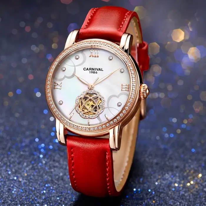 Carnival-Montre mécanique en diamant pour femme