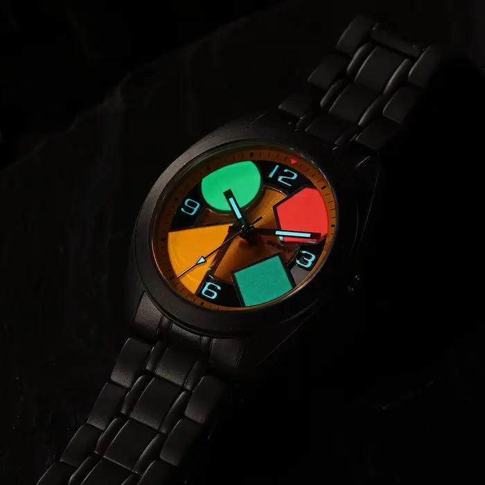 Montre en titane BERNY avec cadran multicolore et bracelet toile pour hommes occasions spéciales et activités en plein air