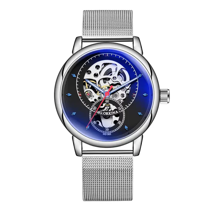 ORKINA montres mécaniques pour hommes boîtier en or Rose mode cadran creux montres-bracelets automatiques à remontage automatique bracelet en acier inoxydable MG083