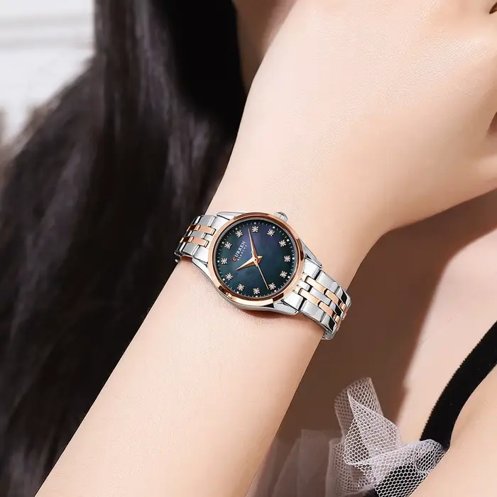 CURREN Montre de mode de luxe pour femme – Élégante acier inoxydable rose doré