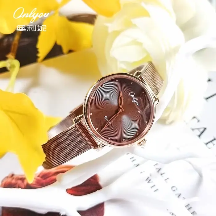 Montre à quartz à double aiguille en cristal fantôme pour femme ONLYOU
